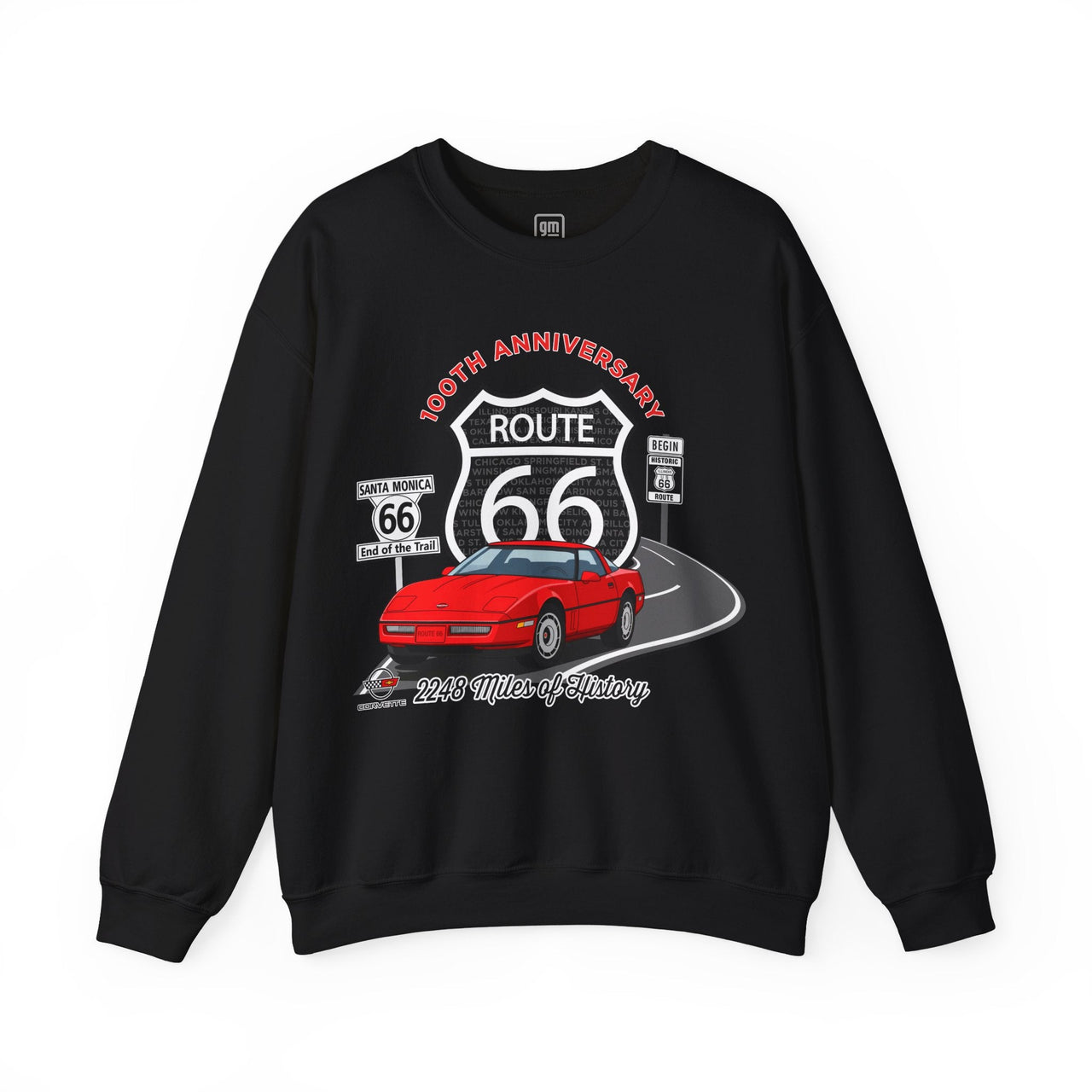 C4 Corvette Route 66 100th Anniversary Cotton Blend Sweatshirt – Legends of the Road, Perfect for the Corvette Fan