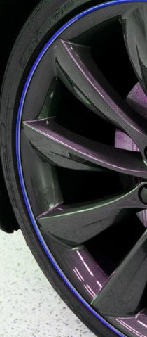 1997-2023 Corvette Colored Wheel Bands Kit - Silver Holder/Dark Blue Insert - CA-75390-Corvette-Store-Online