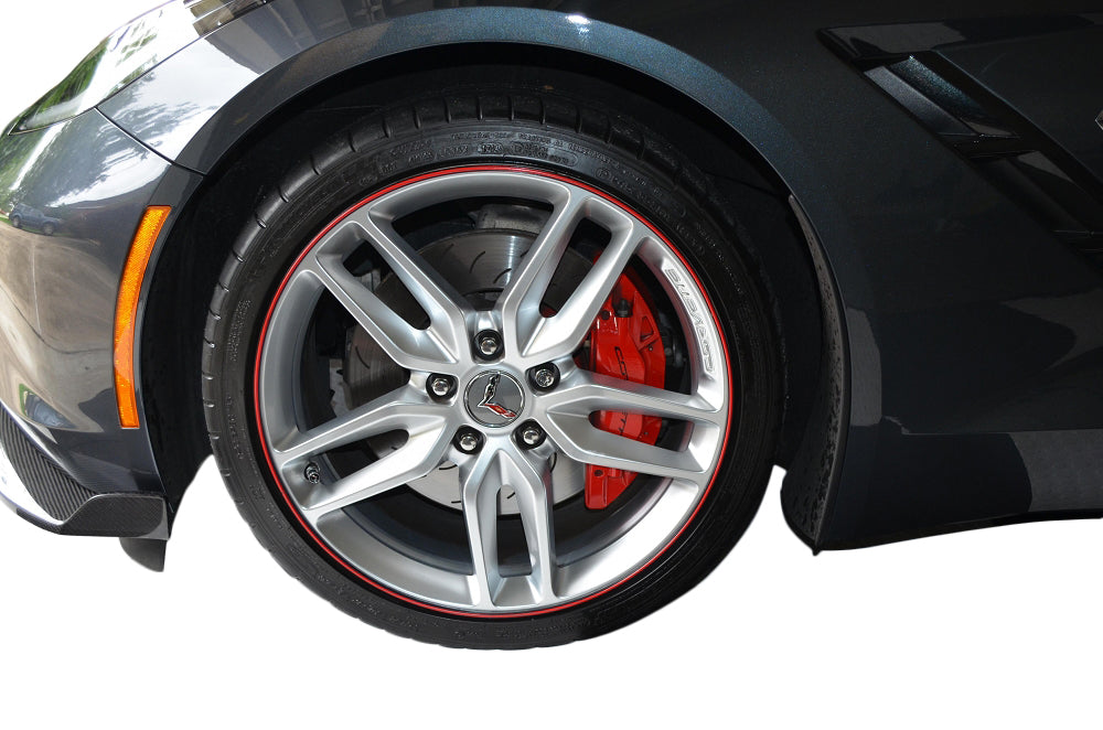 1997-2023 Corvette Colored Wheel Bands Kit - Torch Red Holder/Silver Insert - CA-75393-Corvette-Store-Online