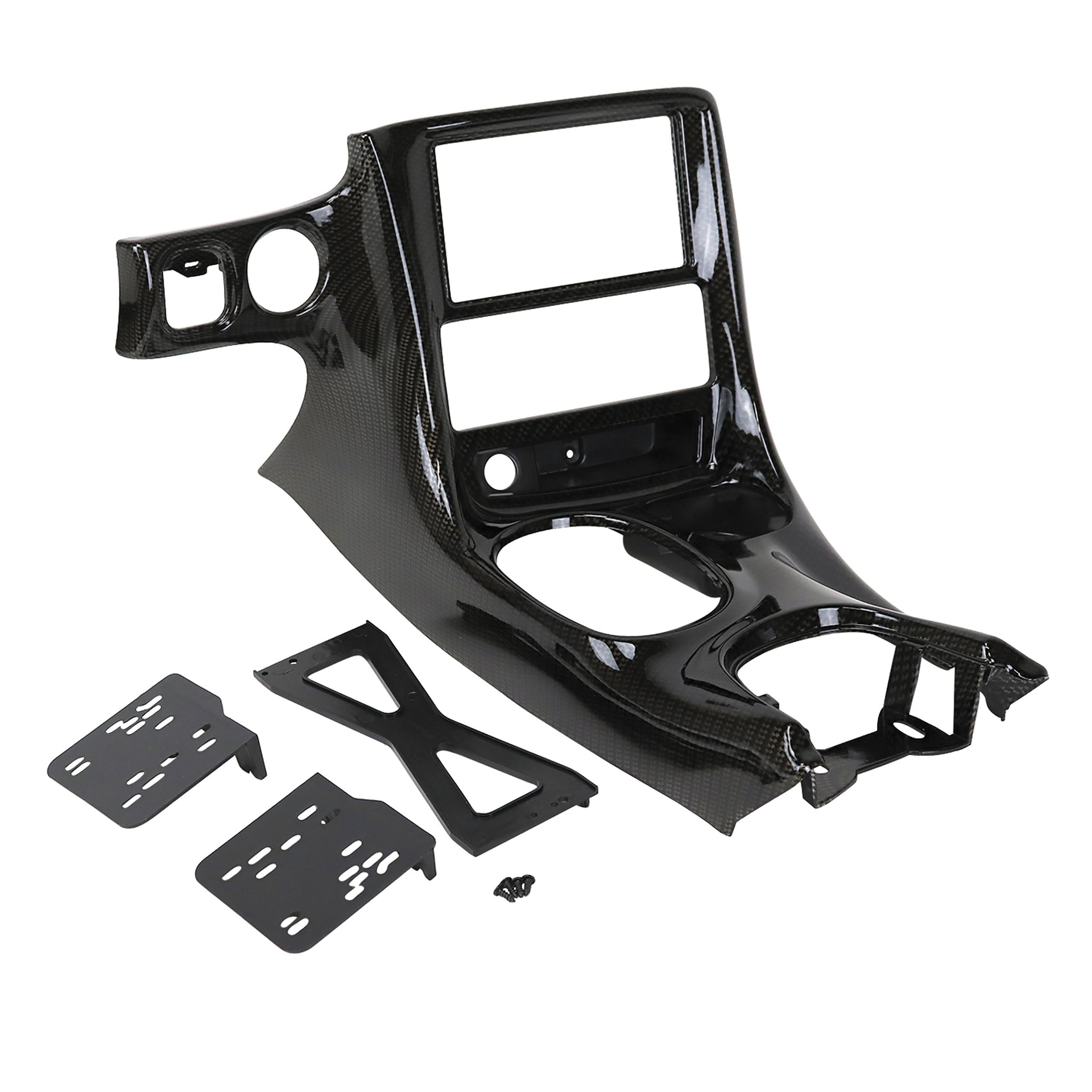 1997-2004 Corvette Hydro Carbon Fiber Double DIN Conversion Console Bezel - Gloss Clear - CA-75592-Corvette-Store-Online