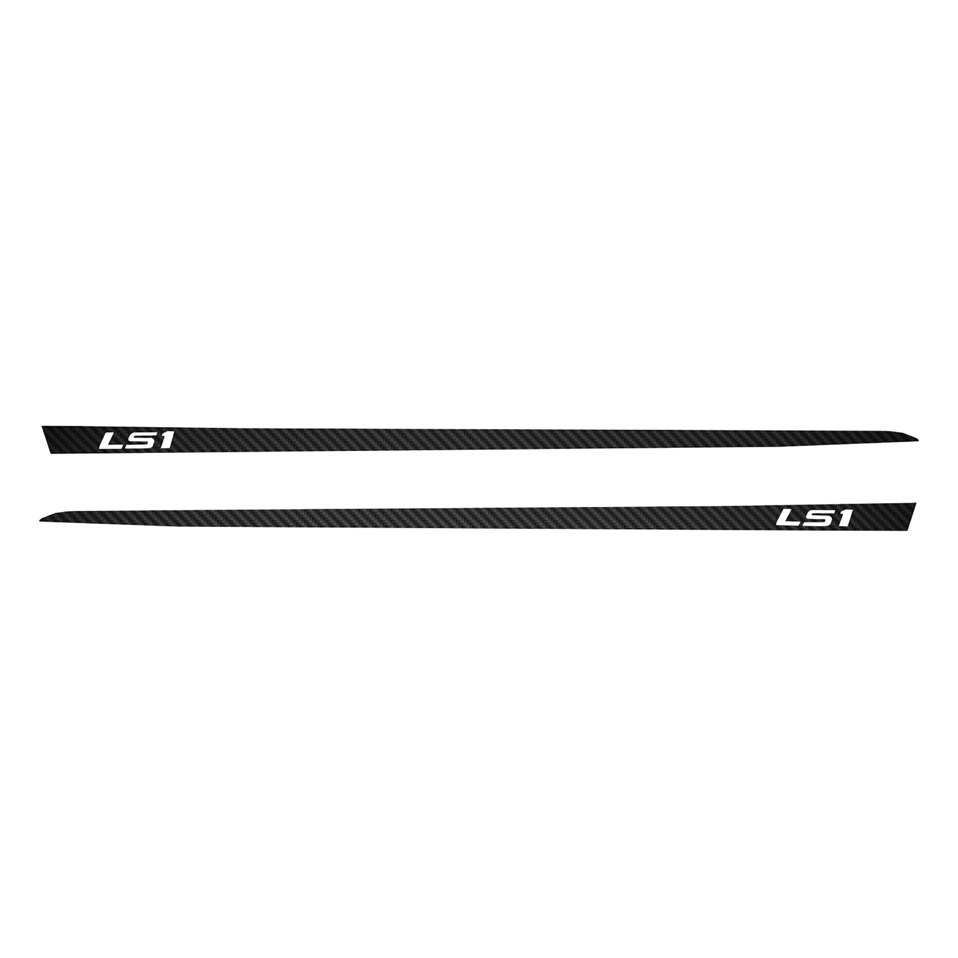 1997-2004 Corvette Hood Stripe Decals - Black Carbon Fiber - LS1 Script - CA-75636-Corvette-Store-Online