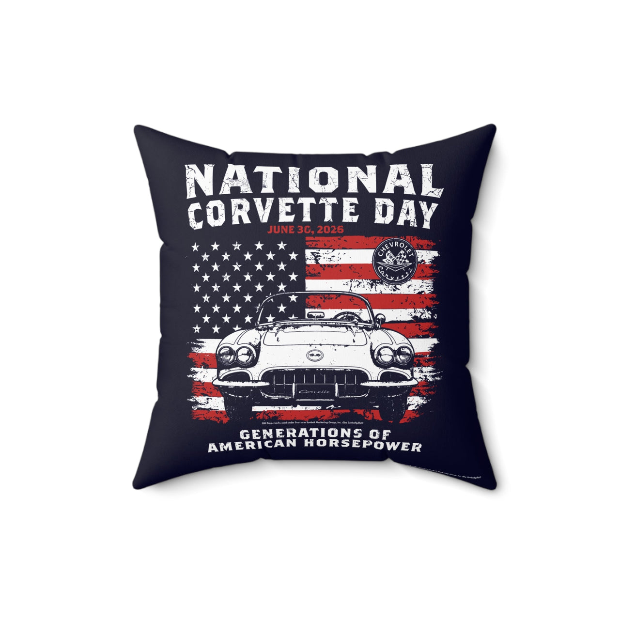 2026 National Corvette Day Limited Edition 16x16 Polyester Square Pillow- 16" x 16" (Navy or Gray)