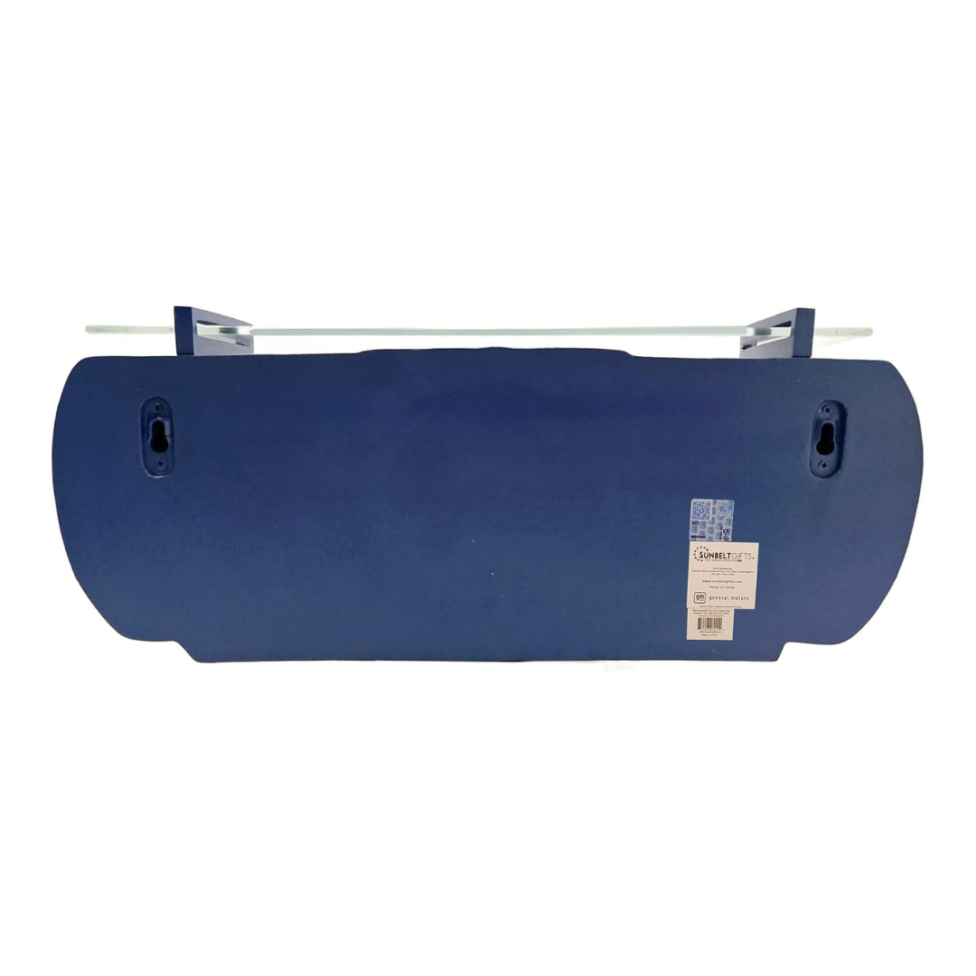 1969 Chevrolet Camaro SS Floating Wall Shelf, Lemans Blue with White Stripes, 19.5x6x8 inches, Tempered Glass, Battery Powered LED Headlights, Chevy Car Lovers Decor