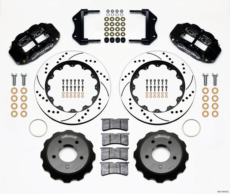 1984-1987 Corvette Forged Narrow SuperLite Big Brake Kit - Front - Black - 14in - Drilled & Slotted - CA-75958-Corvette-Store-Online