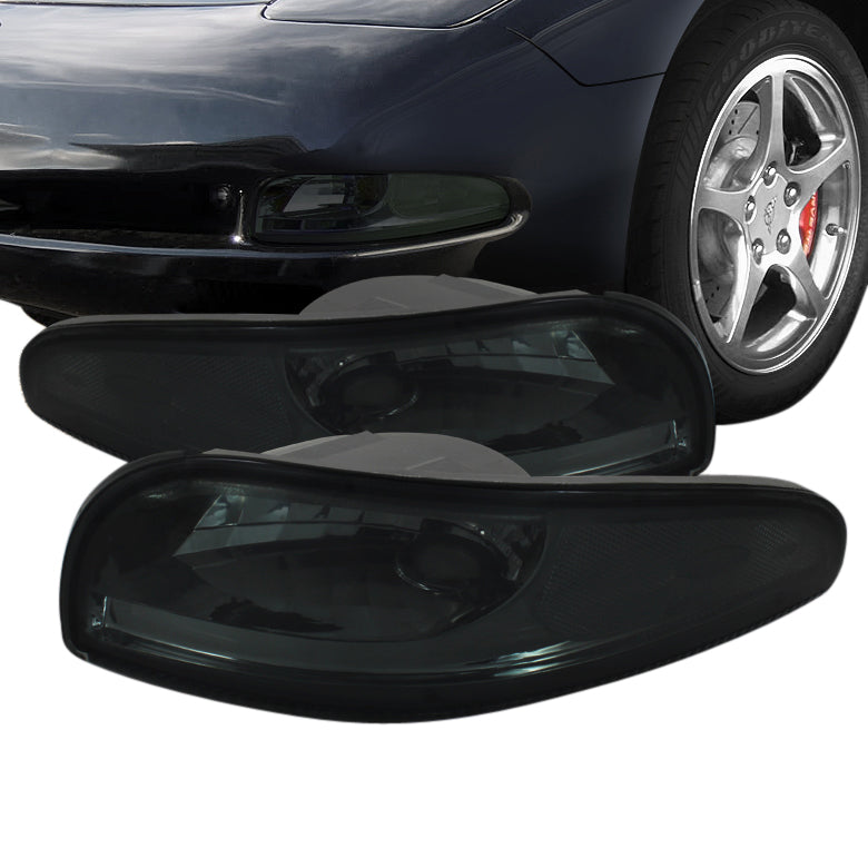1997-2004 Corvette SMOKED CORNER PARKING LIGHTS WITH LED BULBS - CA-76260-Corvette-Store-Online