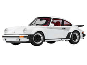 Porsche 911 Turbo 3.0 (930) Grand Prix White with Turbo Stripes and Red Interior 1/18 Model Car