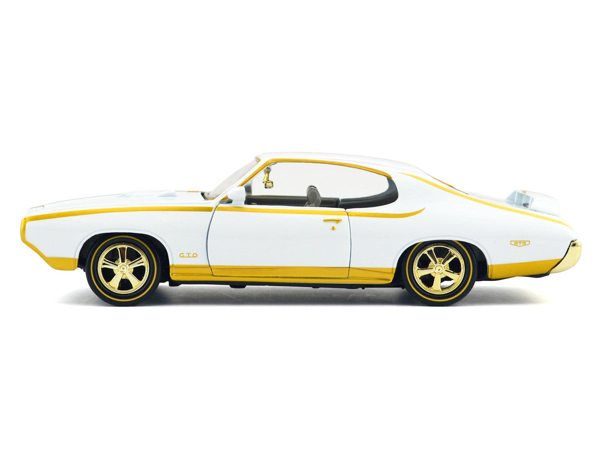 1969 Pontiac GTO Judge White Metallic with Gold Stripes "Luxe Legends" Series 1/24 Diecast Model Car