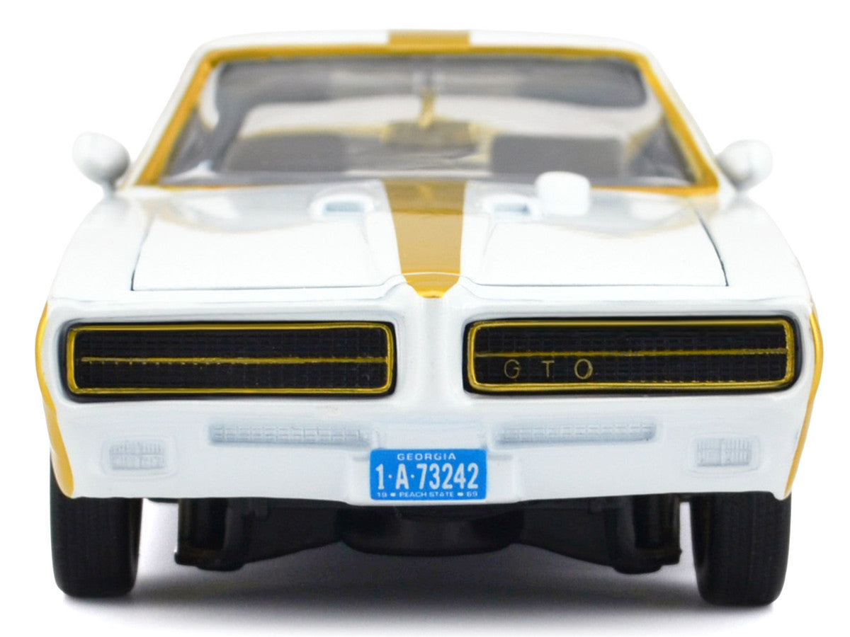1969 Pontiac GTO Judge White Metallic with Gold Stripes "Luxe Legends" Series 1/24 Diecast Model Car