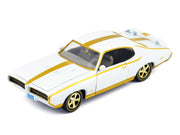 1969 Pontiac GTO Judge White Metallic with Gold Stripes "Luxe Legends" Series 1/24 Diecast Model Car
