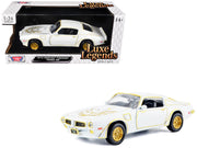 1973 Pontiac Firebird Trans Am White Metallic with Gold Accents "Luxe Legends" Series 1/24 Diecast Model Car