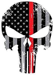 1953-2023 Corvette Tattered US Flag Punisher Skull Decal - Police Officers - Thin Blue Line - CA-79652-Corvette-Store-Online