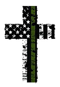 1953-2023 Corvette Tattered US Flag Cross Decal - Military - Thin Green Line - CA-79655-Corvette-Store-Online