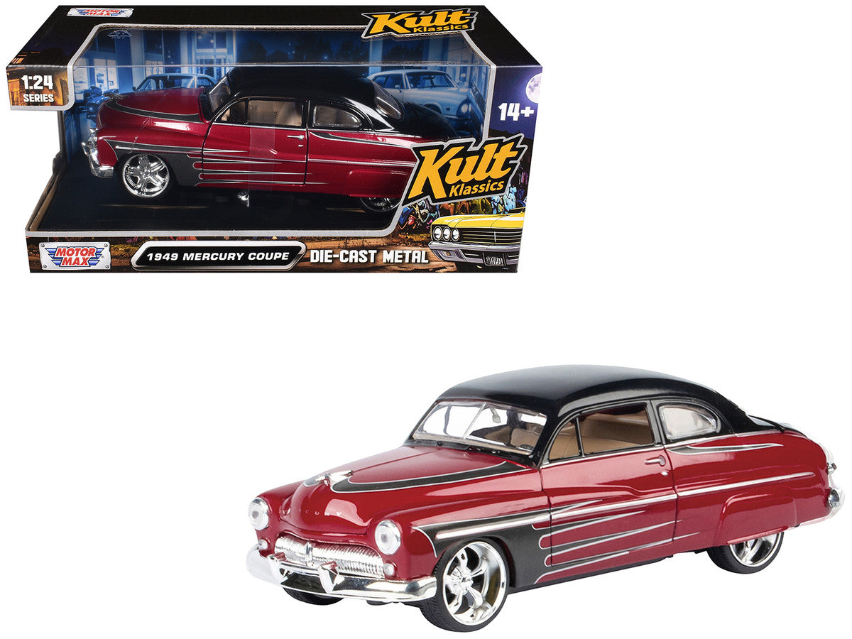 1949 Mercury Coupe Red Metallic with Black Top and Gray Graphics "Kult Klassics" Series 1/24 Diecast Model Car