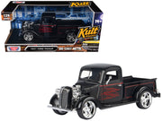 1937 Ford Pickup Truck Matt Black with Red Flame Graphics "Kult Klassics" Series 1/24 Diecast Model Car