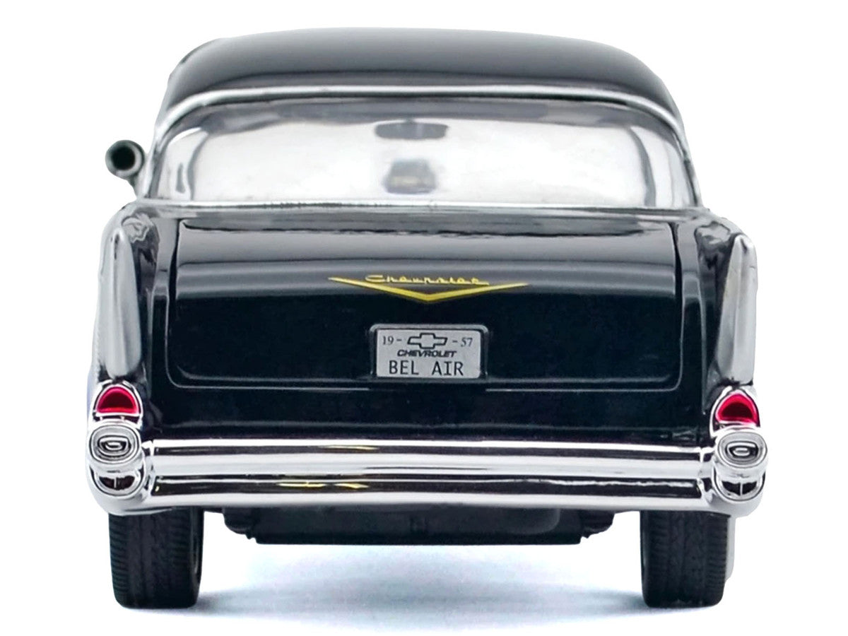 1957 Chevrolet Bel Air Black with Blue Flame Graphics "Kult Klassics" Series 1/24 Diecast Model Car