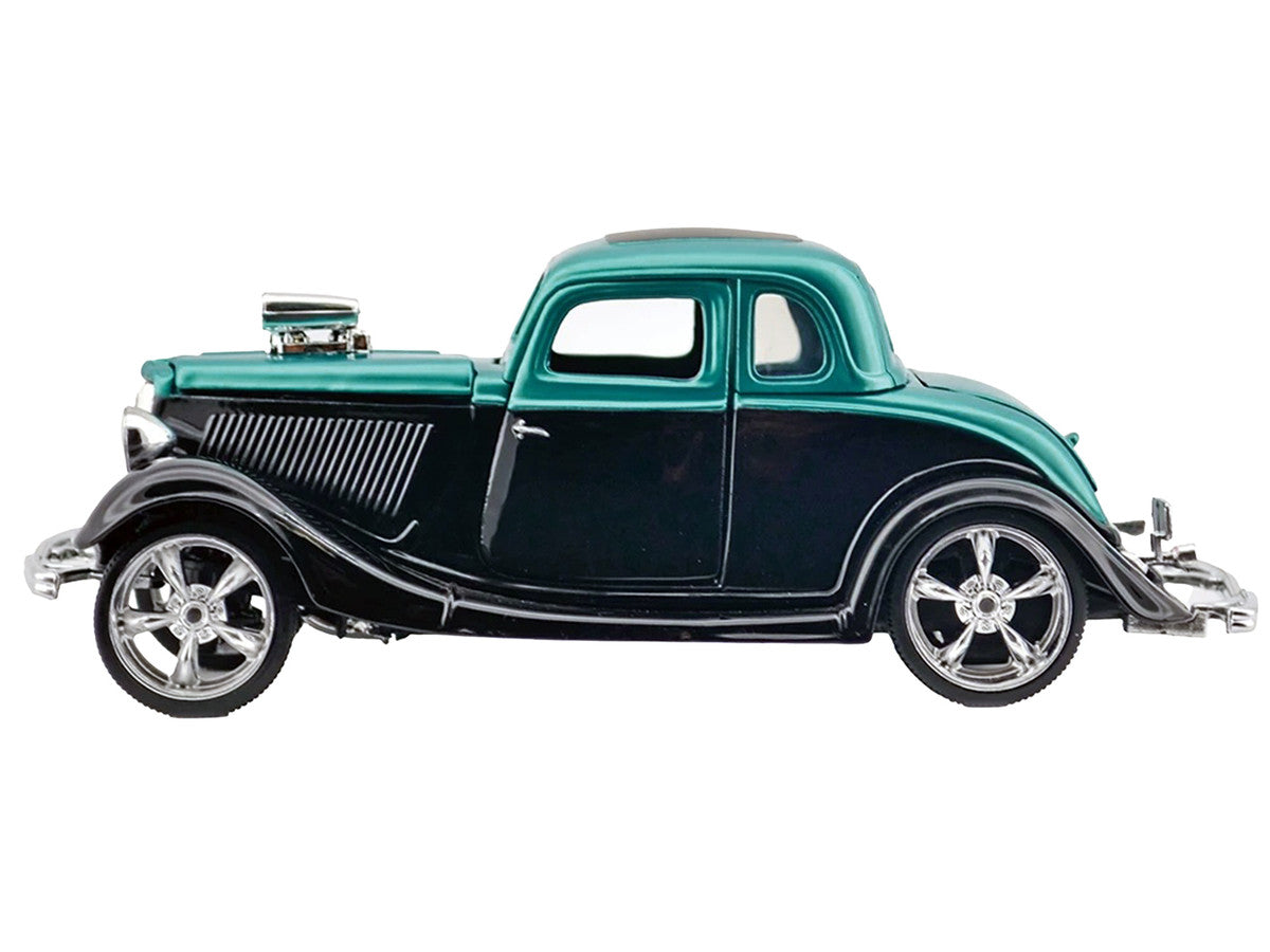 1934 Ford Coupe Turquoise Metallic and Black "Kult Klassics" Series 1/24 Diecast Model Car