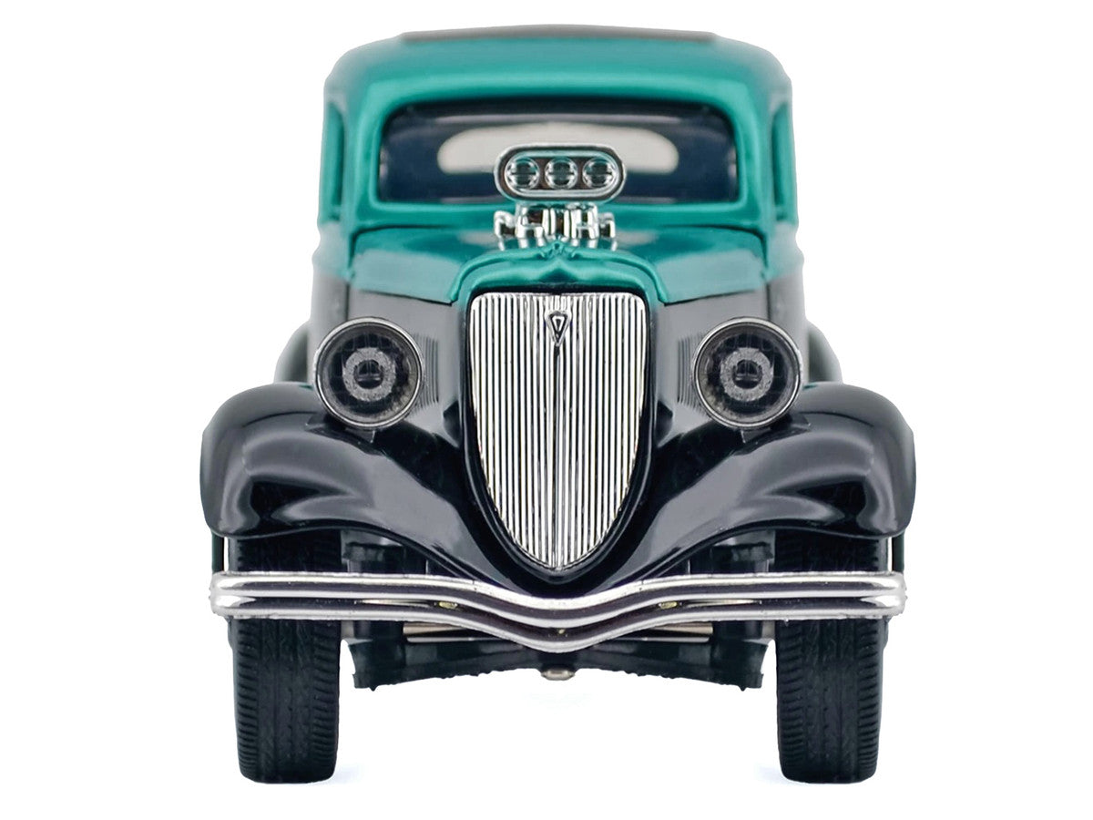 1934 Ford Coupe Turquoise Metallic and Black "Kult Klassics" Series 1/24 Diecast Model Car