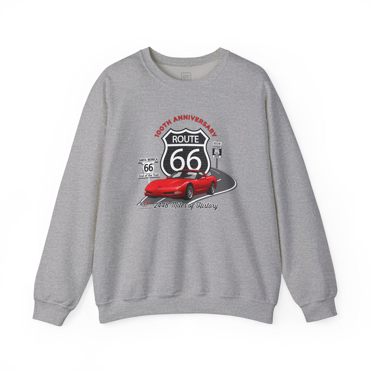 C5 Corvette Route 66 100th Anniversary Cotton Blend Sweatshirt – Legends of the Road, Perfect for the Corvette Fan