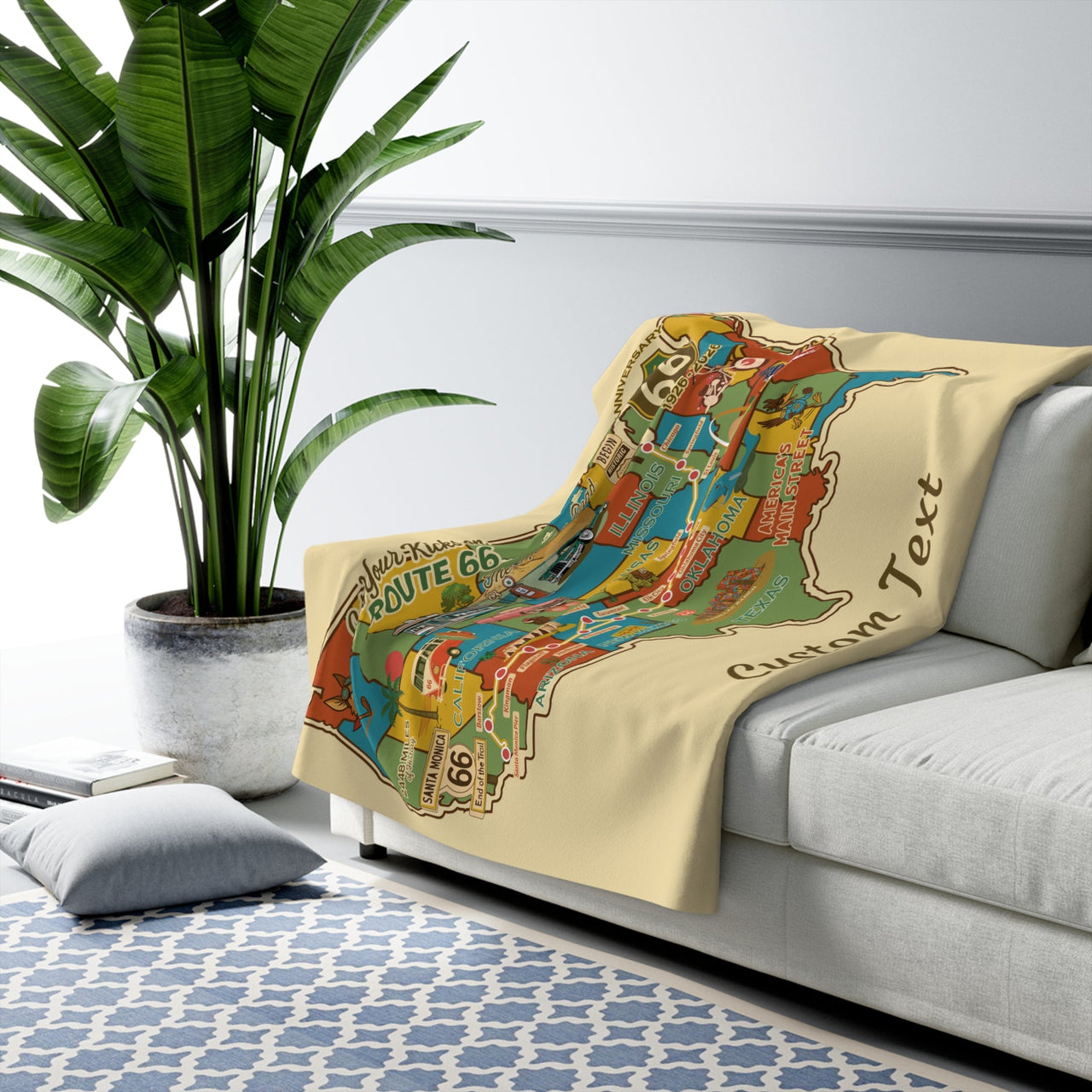 Legends of Route 66 100th Anniversary Personalized Sherpa Blanket