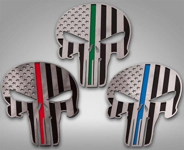 American Pride Patriot Skull Emblem 6" 1Pc | Stainless Steel, Choose Finish & Color Inlay-ACC-142075-corvette-store-online