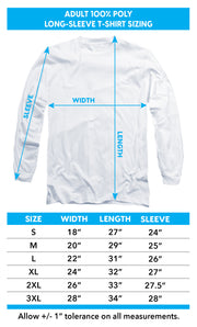Adult long sleeve poly crew size chart