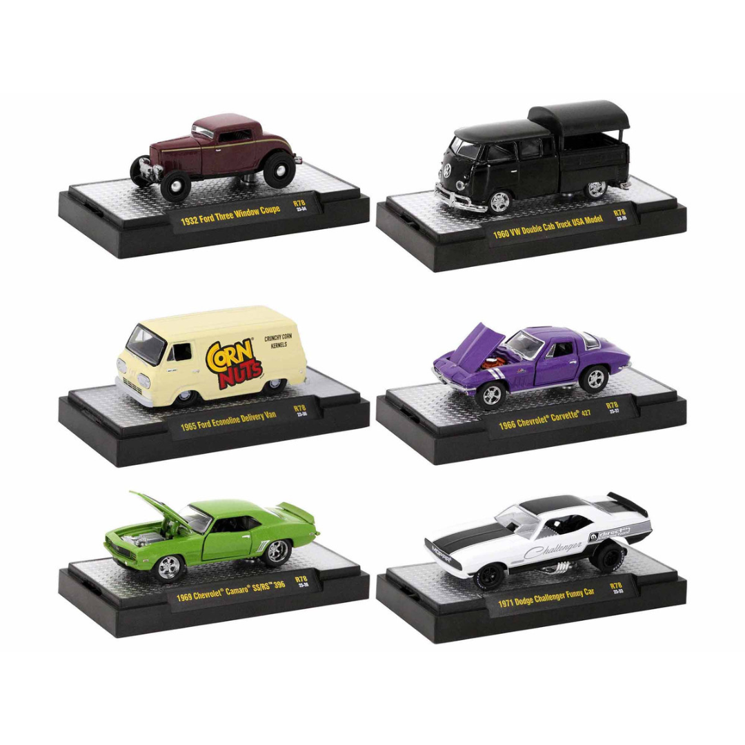 auto-thentics-6-piece-set-release-78-limited-edition-1-64-diecast-model-cars-by-m2-machines