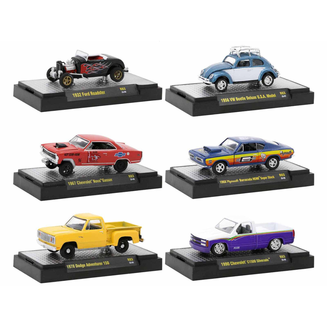 "Auto-Thentics" 6 piece Set Release 83 IN DISPLAY CASES Limited Edition 1/64 Diecast Model Cars