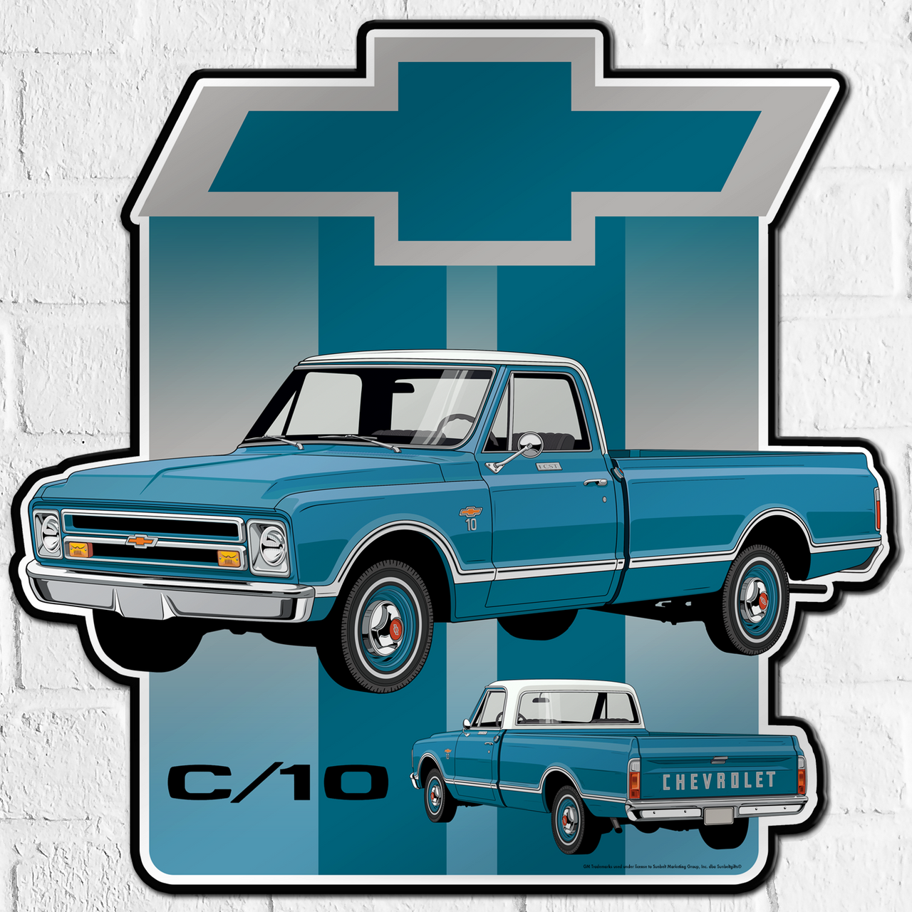 Chevrolet C10 Action Line Truck Vintage Metal Wall Decor – 12"x18" Premium Aluminum Wall Art for Garage, Man Cave, Bar, or Home Décor – Classic Pickup Truck Design