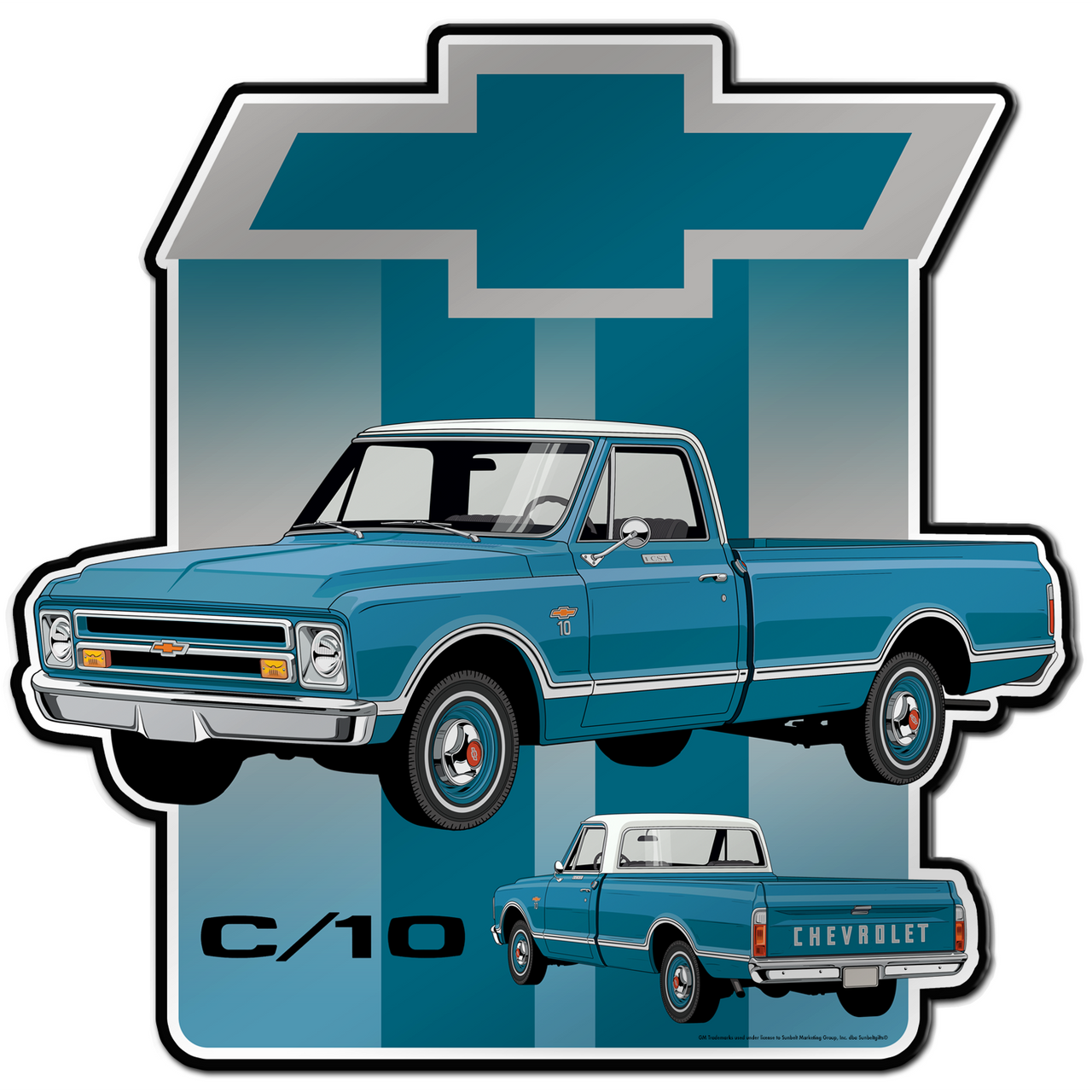 Chevrolet C10 Action Line Truck Vintage Metal Wall Decor – 12"x18" Premium Aluminum Wall Art for Garage, Man Cave, Bar, or Home Décor – Classic Pickup Truck Design