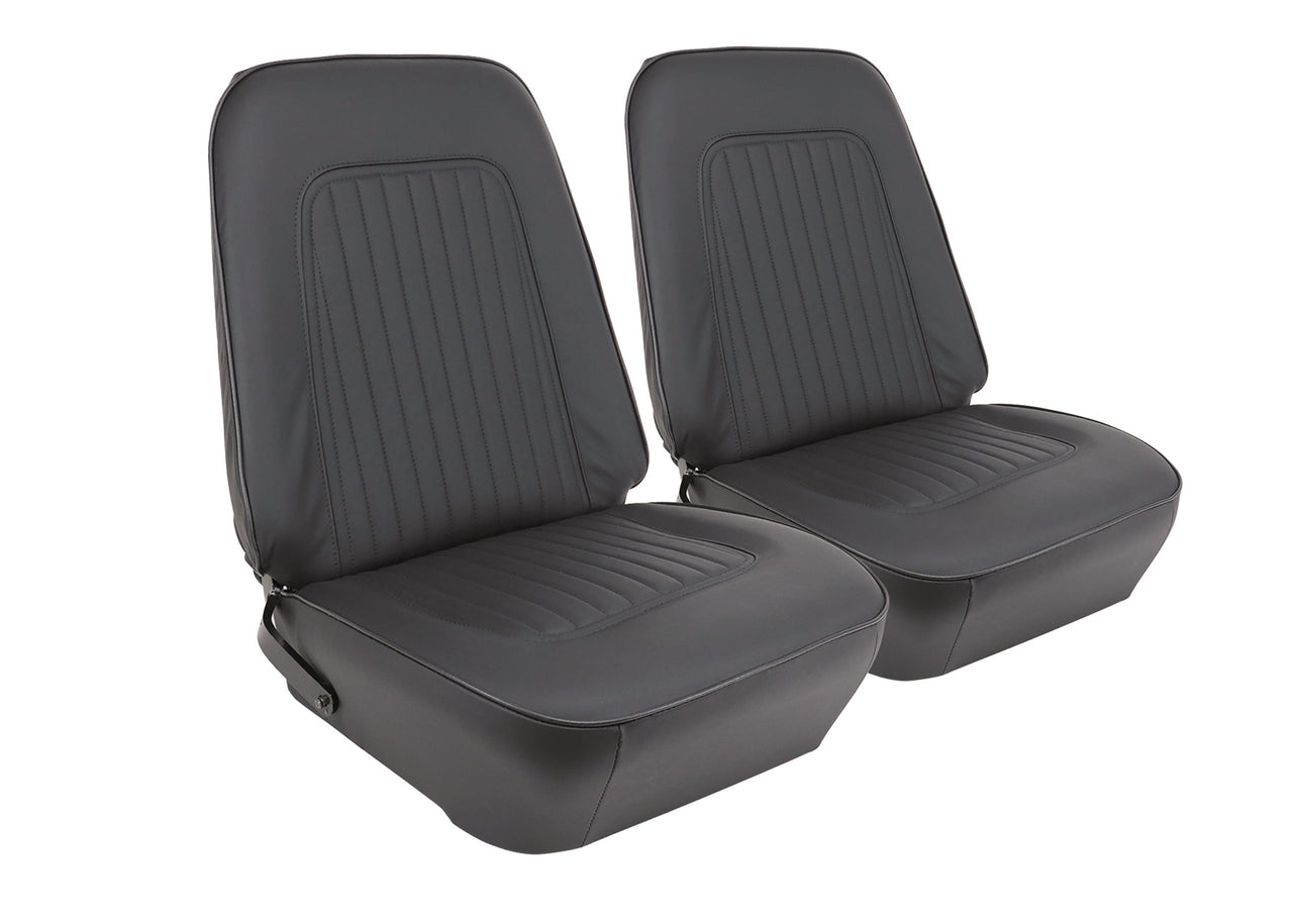 1967-1968 Chevrolet Camaro Leather Seat Covers - Standard Interior Front Buckets, Black - CA