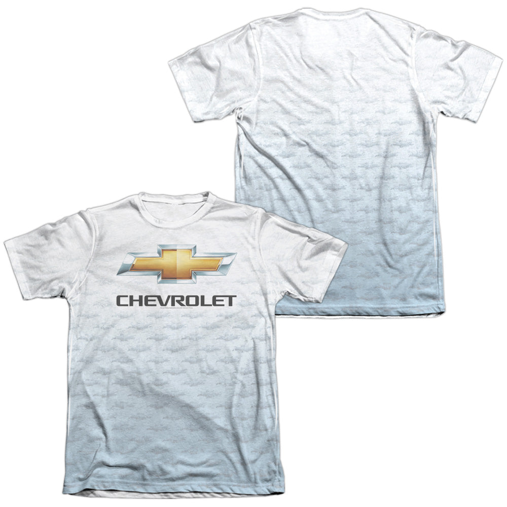 Chevrolet Logo Repeat (Front/Back Print)-Adult Regular Fit Short Sleeve - White