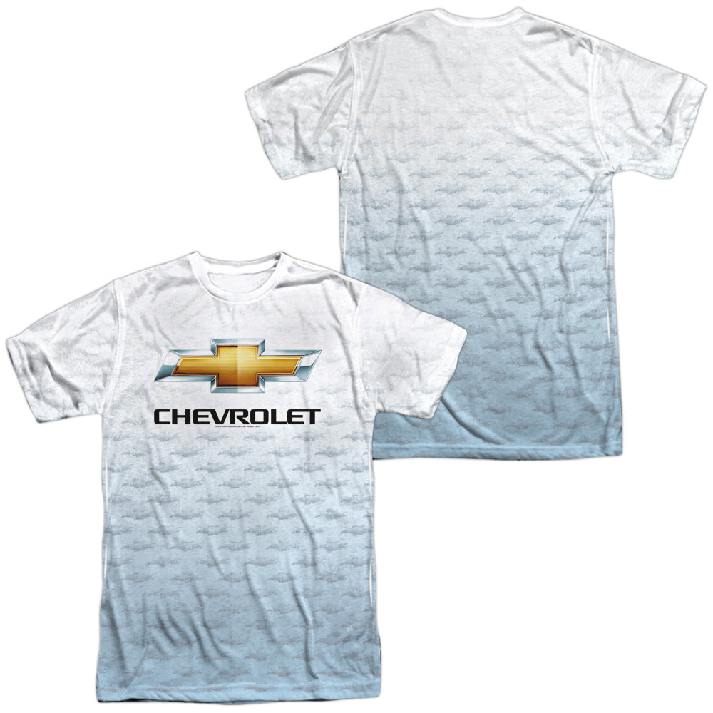 Chevrolet Logo Repeat (Front/Back Print)-Adult Regular Fit Short Sleeve - White