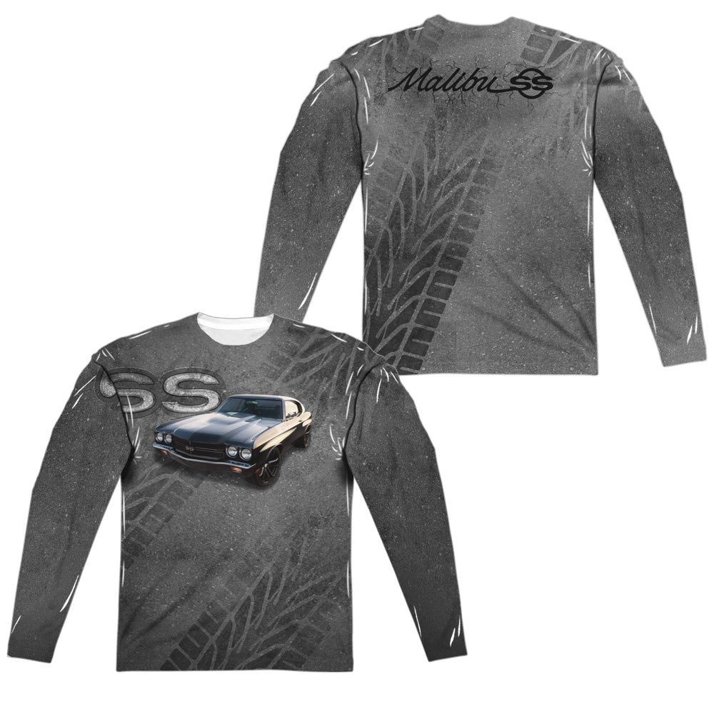 Chevrolet Muscle Chevelle SS (Front/Back Print)-L/S Adult Poly Crew-White