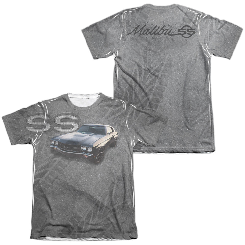 Chevrolet Muscle Chevelle SS (Front/Back Print)-Adult Regular Fit Short Sleeve 100% Poly-White