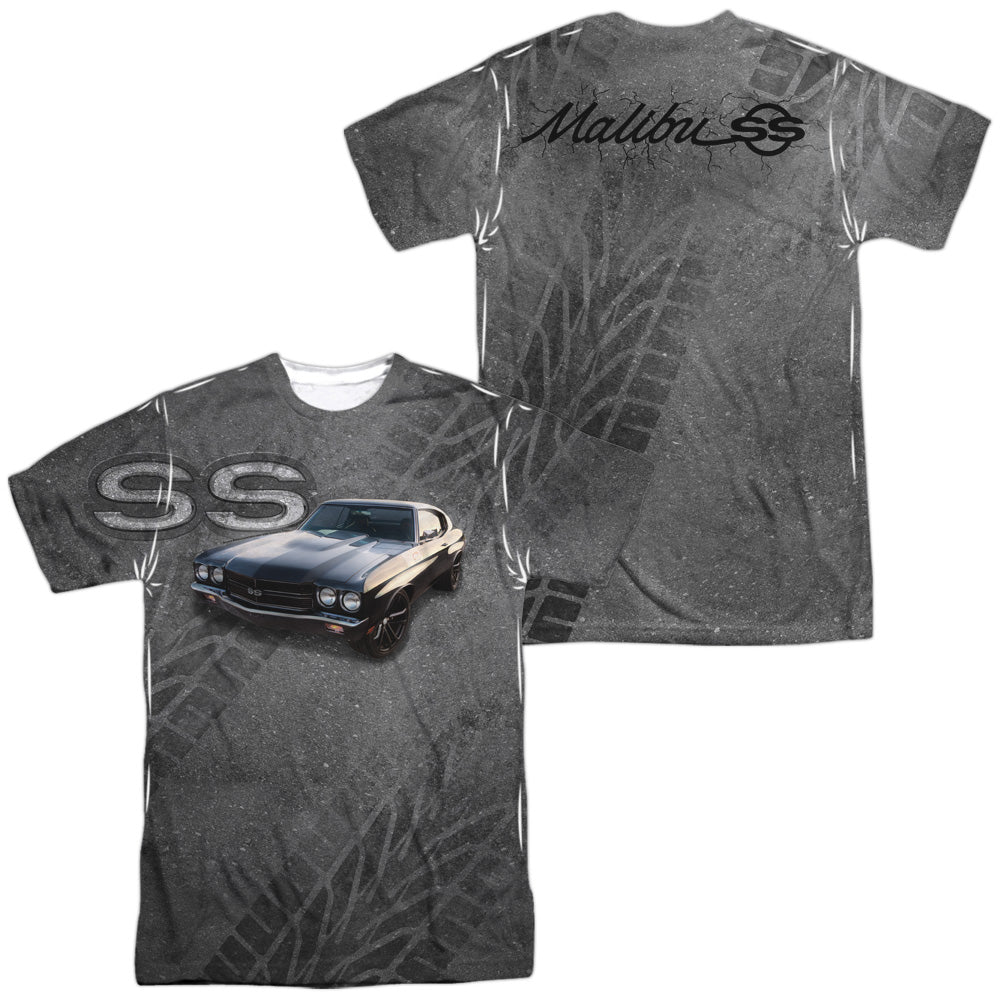Chevrolet Muscle Chevelle SS (Front/Back Print)-Adult Regular Fit Short Sleeve 100% Poly-White