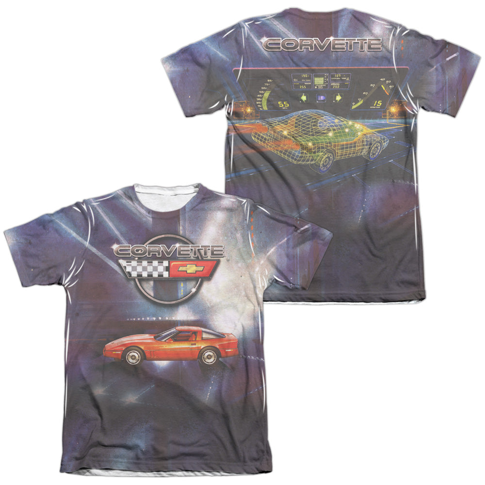 Chevrolet C4 Corvette Lines Of Light (Front/Back Print)-Adult Regular Fit Short Sleeve - White