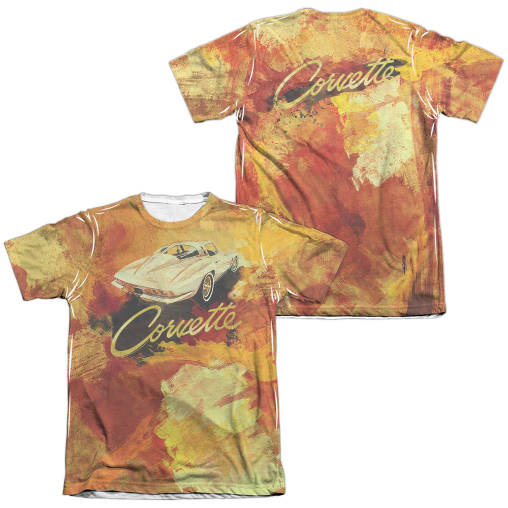 Chevrolet C2 Corvette Painted Sting Ray (Front/Back Print)-Adult Regular Fit Short Sleeve - White