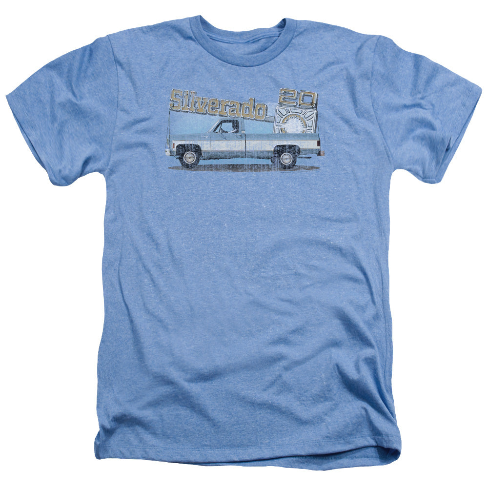 Chevrolet Old Silverado Sketch-Adult Regular Fit Heather Short Sleeve-Light Blue