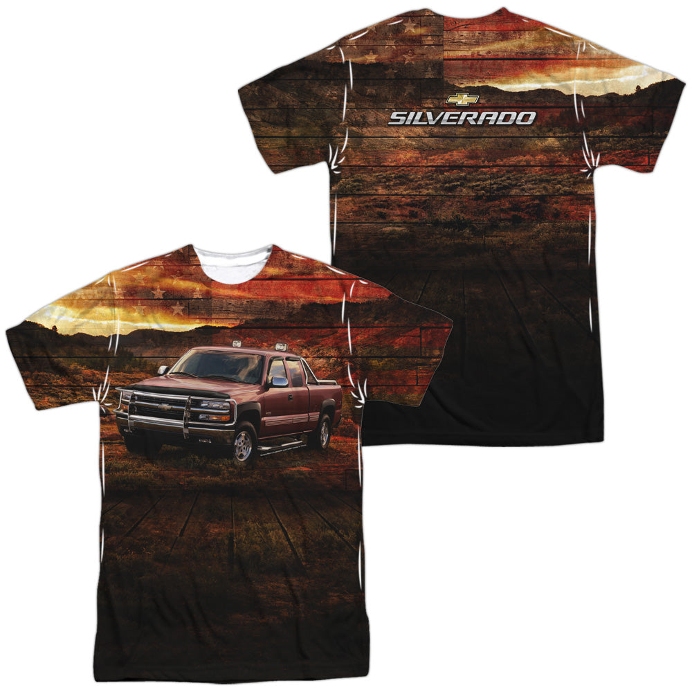 Chevrolet Silverado in the Mud (Front/Back Print)-Adult Regular Fit Short Sleeve - White