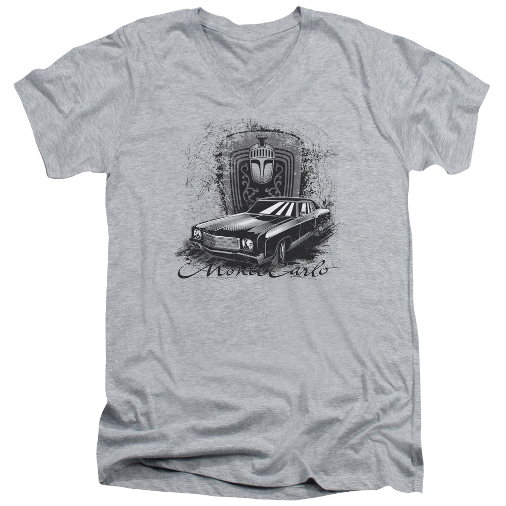 Chevrolet Monte Carlo Drawing-Adult Slim Fit V Neck Cotton-Athletic Heather