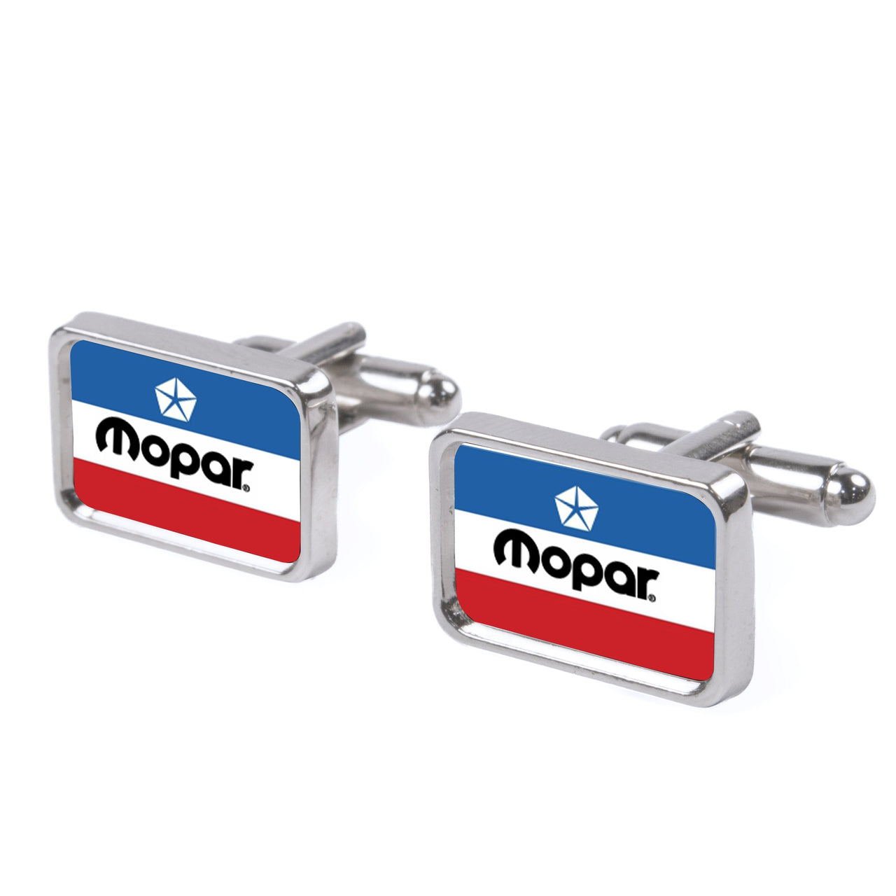 Mopar Chrysler Logo Red White & Blue Cufflink Set