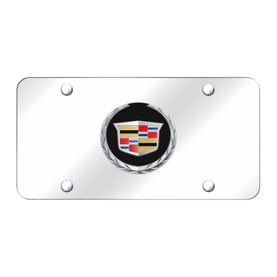 cadillac-black-logo-license-plate-chrome-on-mirrored