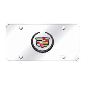 Cadillac Logo License Plate - Black Pearl on Mirrored