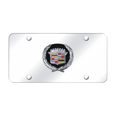 Cadillac Logo License Plate - Chrome on Mirrored (Logo with Black Backing)