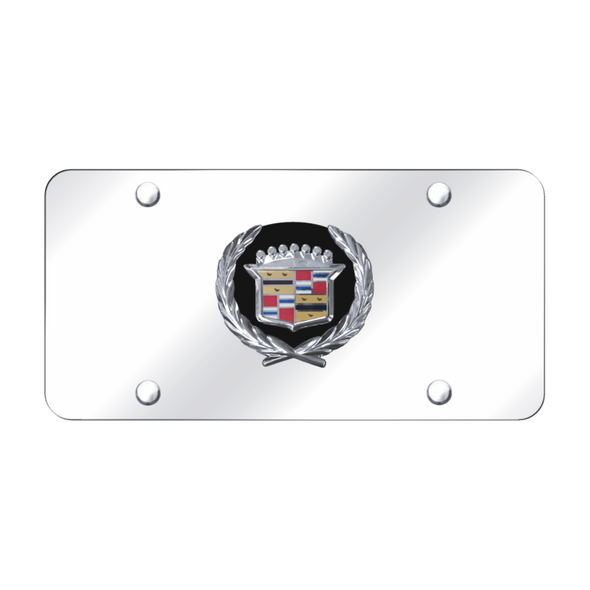 Cadillac Logo License Plate - Chrome on Mirrored (Logo with Black Backing)