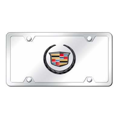 Cadillac Logo License Plate Kit - Black Pearl on Mirrored