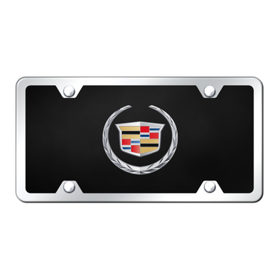 Cadillac Logo License Plate Kit - Chrome on Black