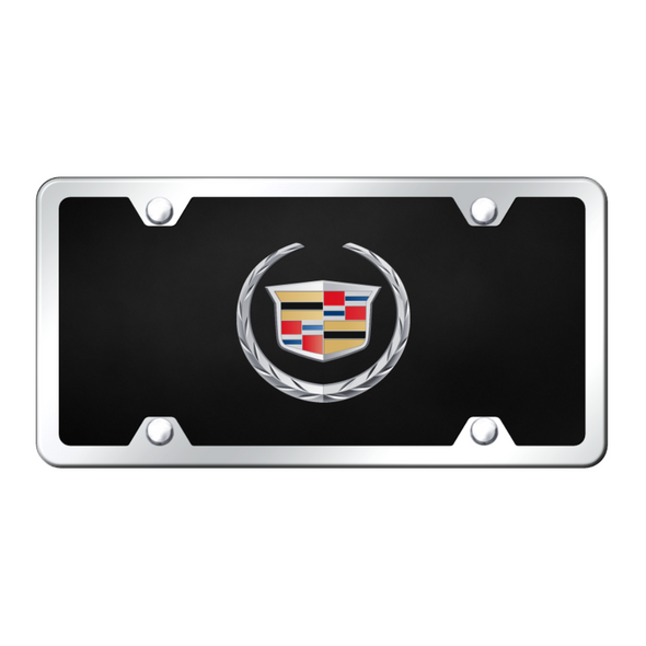 Cadillac Logo License Plate Kit - Chrome on Black