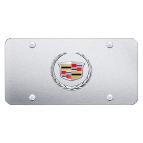 Cadillac Logo License Plate - Chrome on Brushed