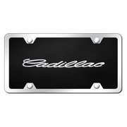 cadillac-oem-script-acrylic-license-plate-kit-chrome-on-black